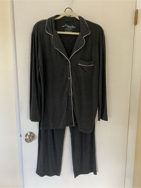 Fishers Finery Pajama Set Dark Grey Bamboo Organic Cotton Size small